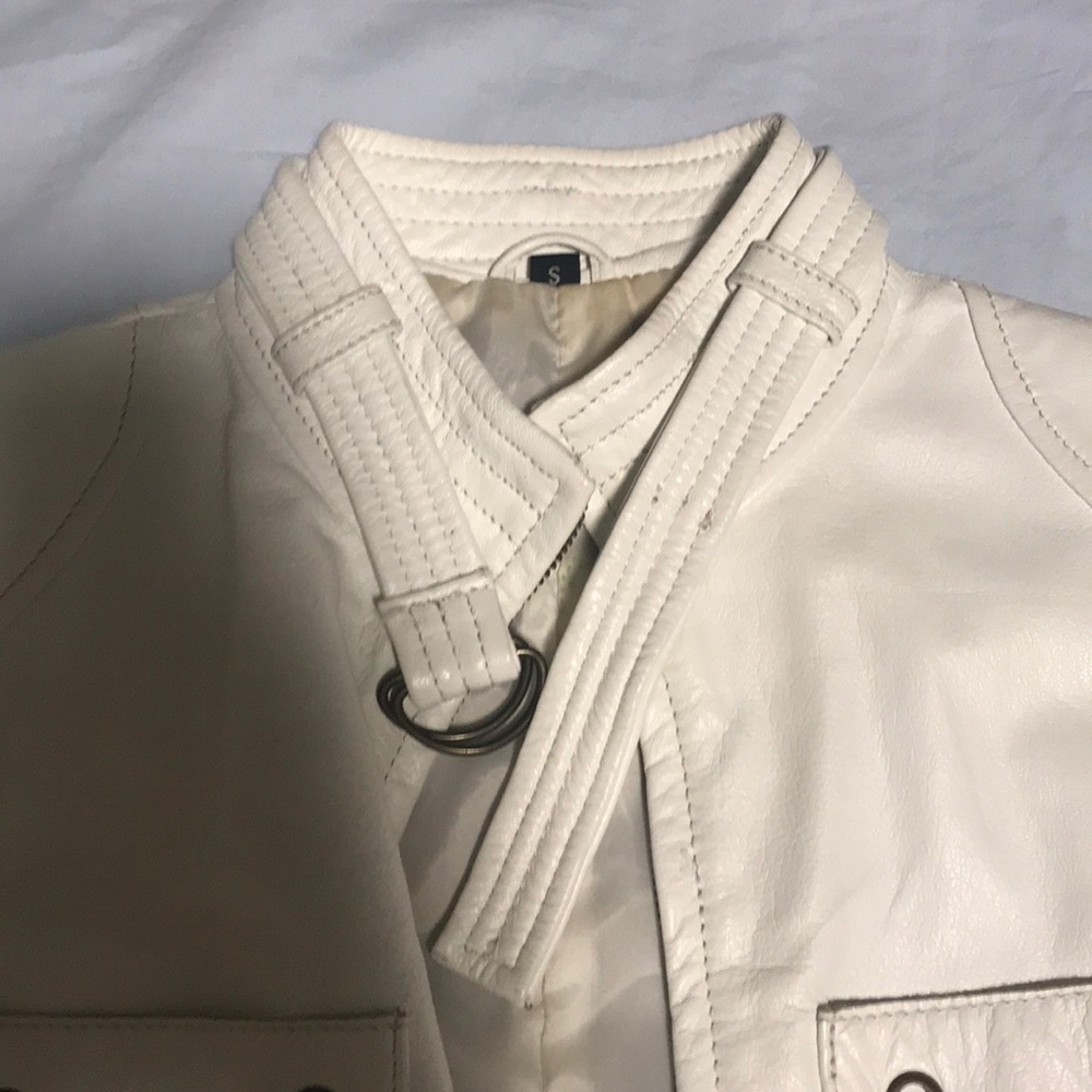 Gorgeous White Leather Jacket Euc - image 5